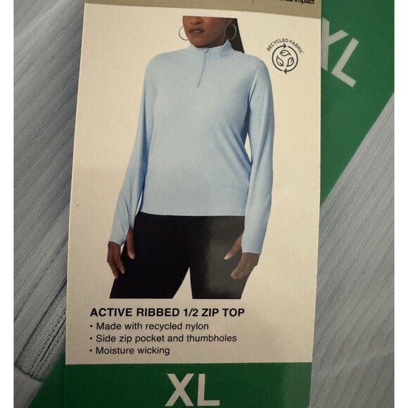 Mondetta Active Ribbed Active Top Shirt Pullover Long Sleeve Blue Womens X-Large - Picture 6 of 10